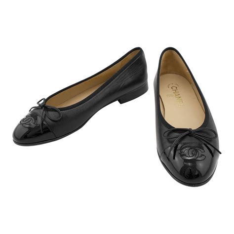 chanel black leather ballet flats|Altro.